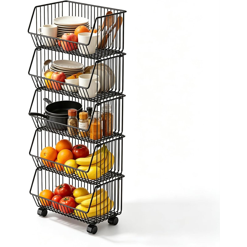 Kitchen Storage Trolley Steel Bar Cart