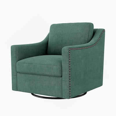 Swivel Armchair Cotton Linen Brass Nail Decorative Armchair Living Room Chairs