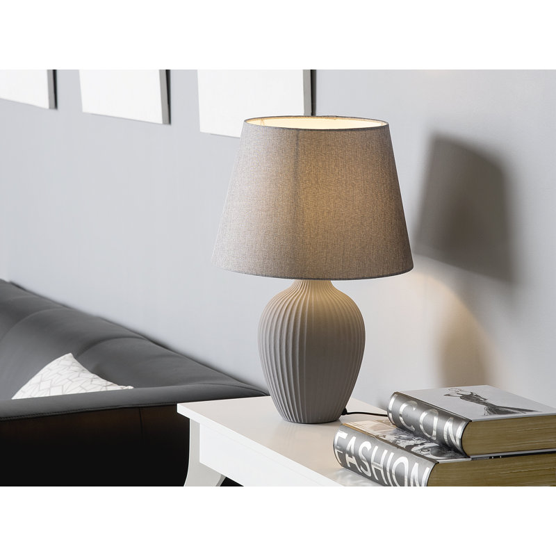 Addison Ceramic Table Lamp, Grey Base/Light Grey Shade
