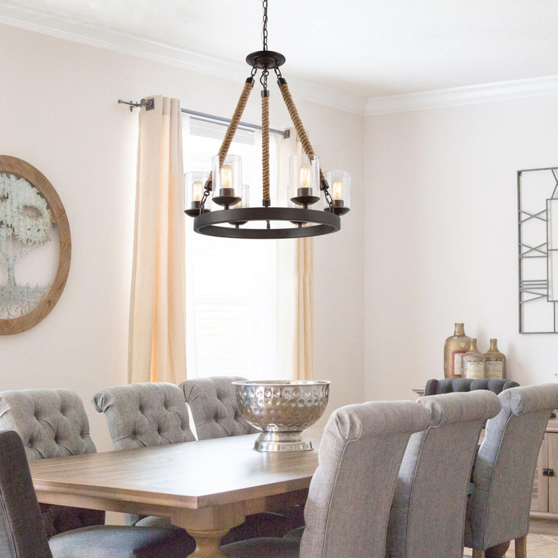 Blakehurst 6 - Light Wagon Wheel Chandelier