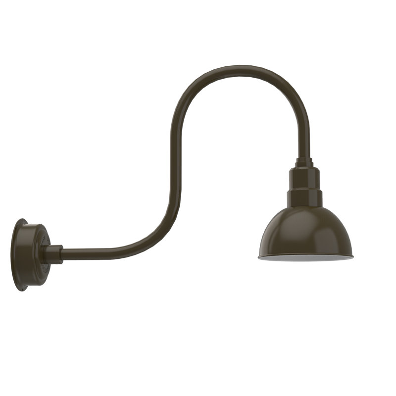 Luminaire de grange d’extérieur à del Dipkarpaz, H 9 po x l 8 po x P 17 po, Bronze acajou