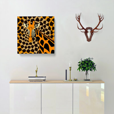 Giraffe Op Art - Wrapped Canvas