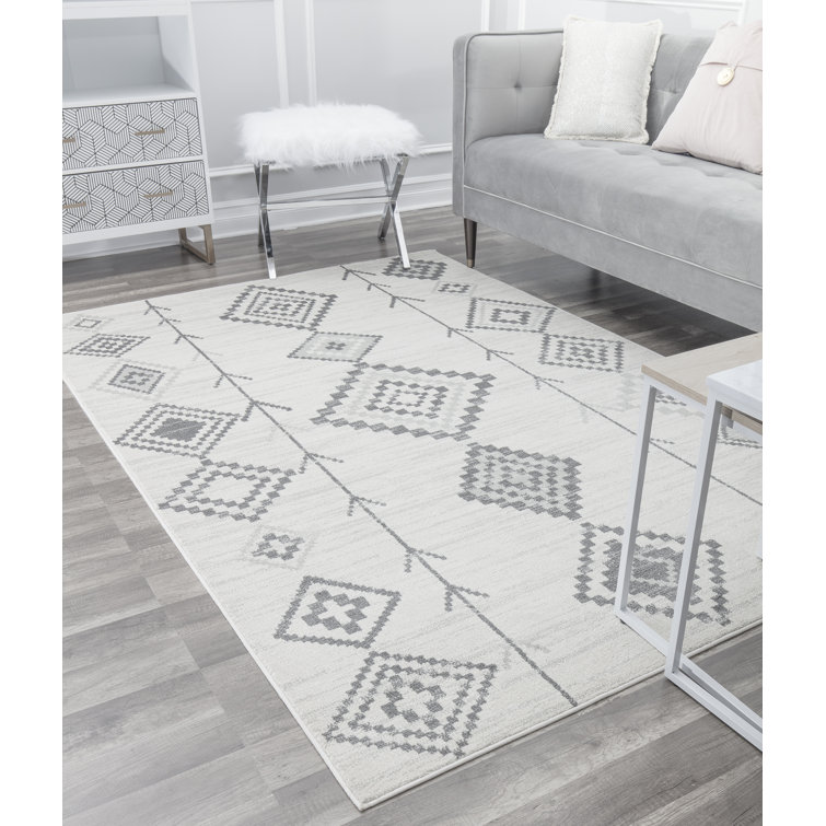 Bodrum Tribal Native White Area Rug