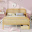 Structure de lit plateforme double avec 2 tiroirs de rangement, lit en rotin pour enfants avec tête et pied de lit, blanc-133232041-133232040