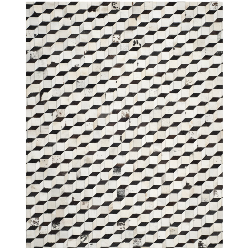 Tapis géométrique en cuir tissé à la main Studio, 3' x 5'