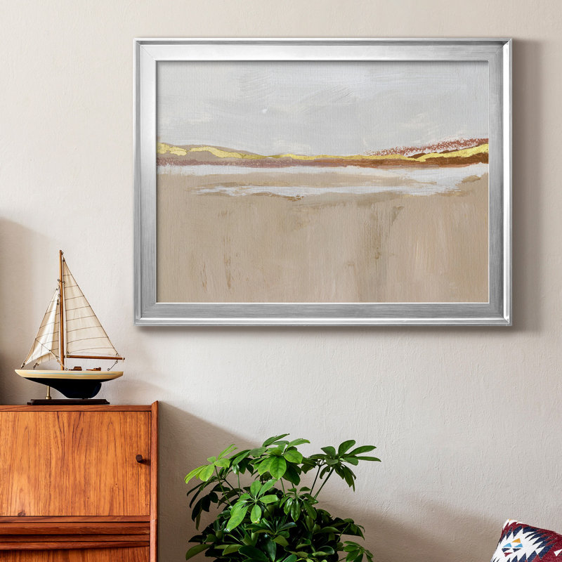 Toile encadrée de qualité supérieure «Gilded Expanse I» - prête à être accrochée, H 26,5 po x l 36,5 po x P 1 po, Argent