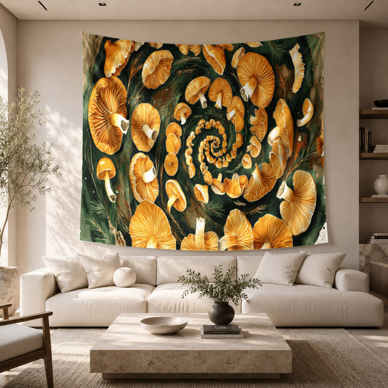 Tapisserie murale légumes et chanterelles, 68 po x 80 po