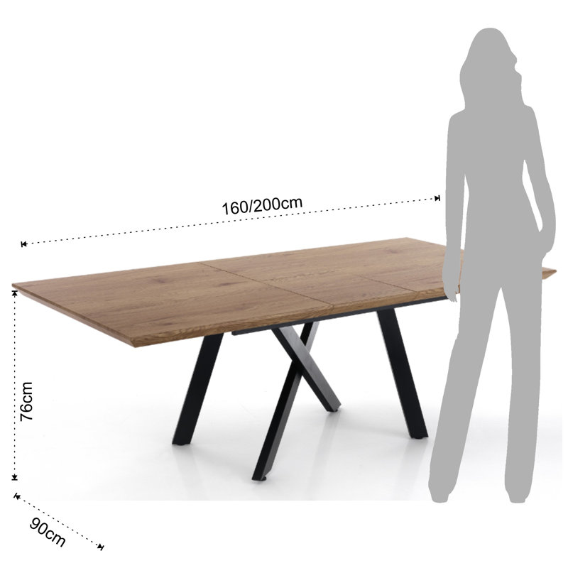 Amaka Extendable Oak Metal Base Dining Table