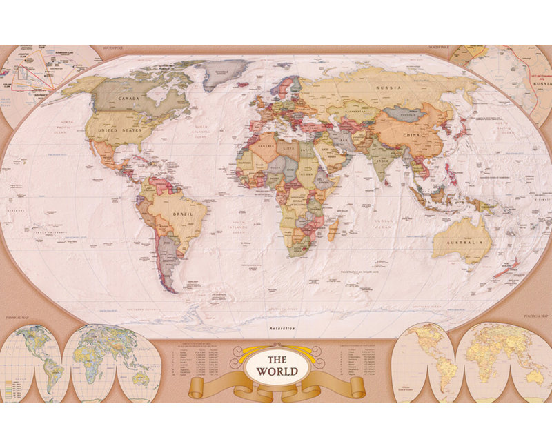 Carte du monde, H 12 po x l 18 po