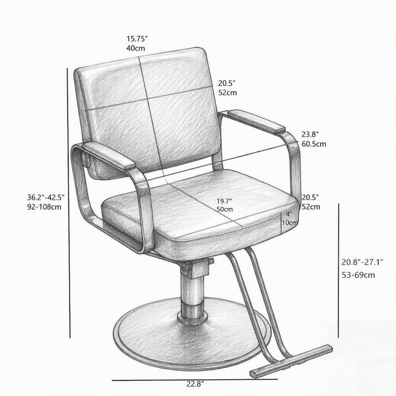 Fauteuil de coiffure 360 ° rotatif et réglable avec repose-pieds et coussin en polyuréthane pour une assise confortable dans les salons de coiffure et les salons de coiffure