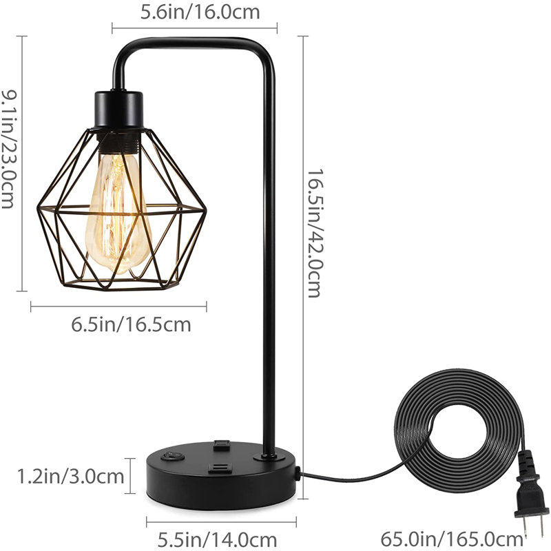 Ensemble de lampe de bureau 17 "avec prise USB et prise noire