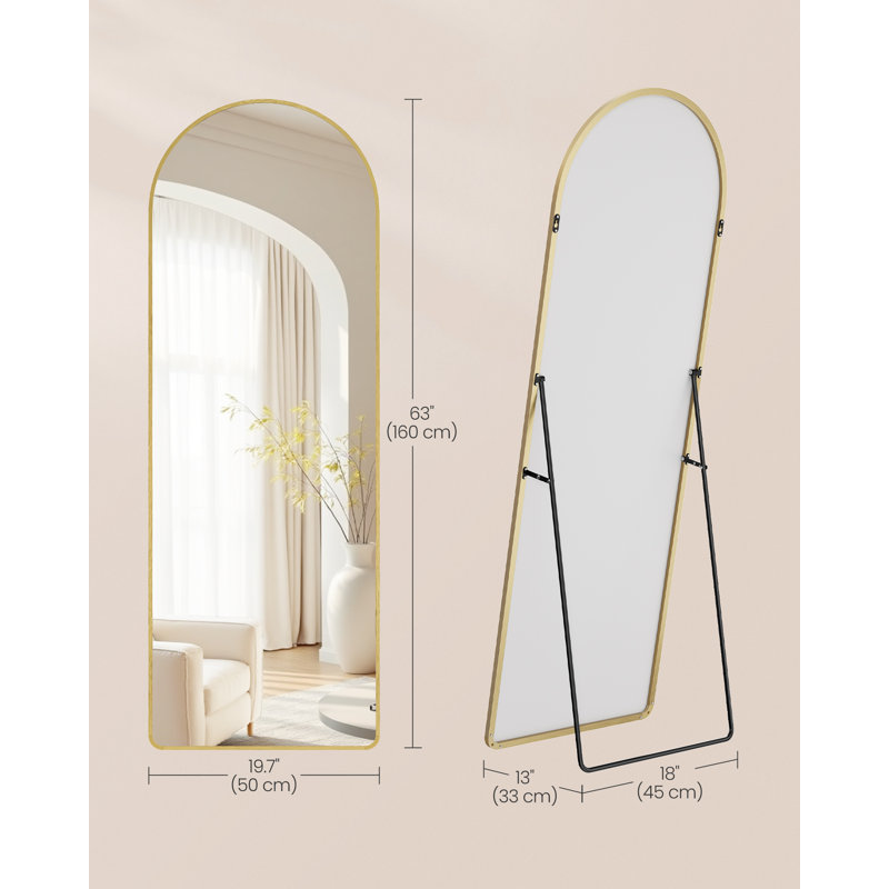 Flat Freestanding Full Length Mirror, 160cm x 50cm, Gold