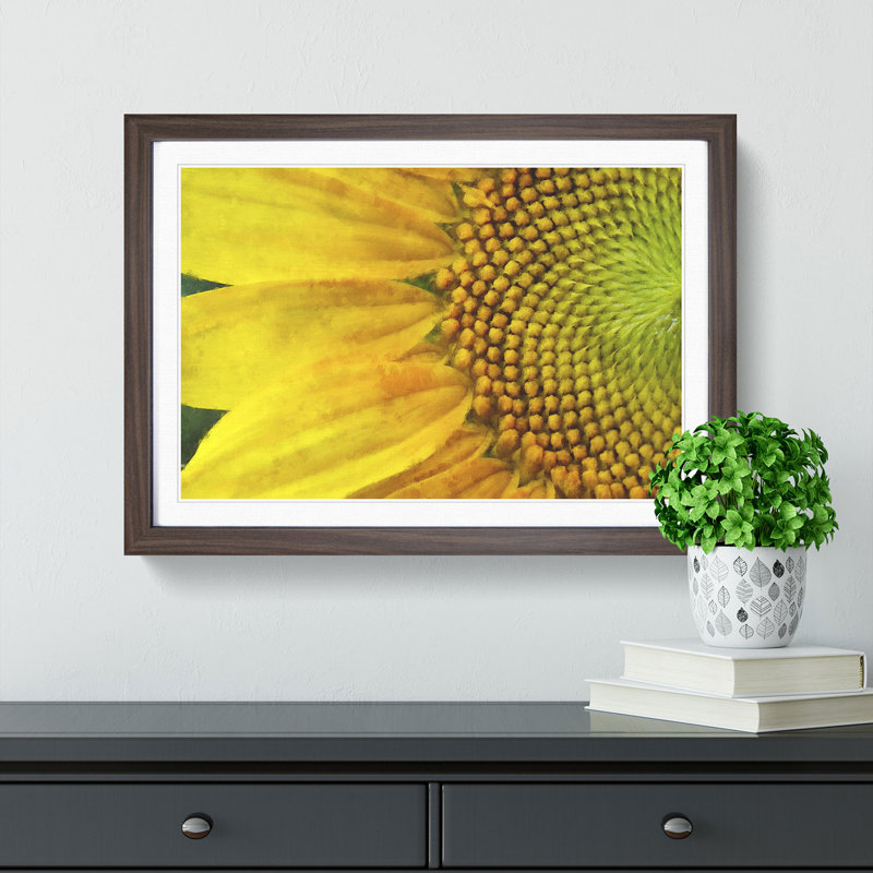 Petals of the Yellow Sunflower - Picture Frame Painting Print, 62cm H x 87cm W x 2cm D, Walnut Framed