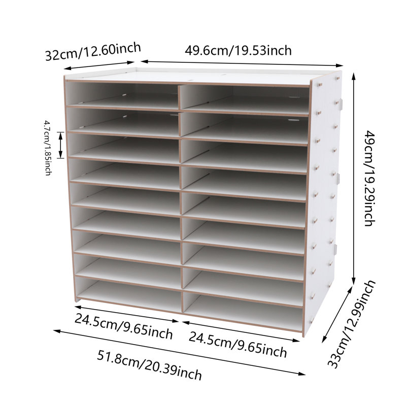 Jeckson 18-Grid Oak File Organizer, White