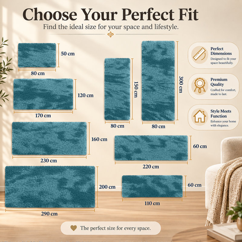 Machine Tufted High Pile Shag Area Rug(Ultra Soft & Fluffy), Tye Dye Teal, Rectangle 160 x 230 cm