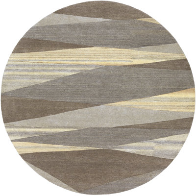 Ayeln Abstract Hand-Tufted Wool Dark Brown/Beige/Grey Rug