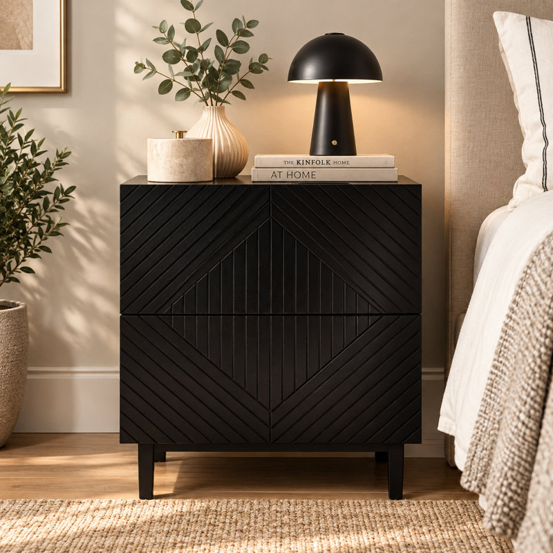 Jack Chevron Pattern Bedside Table