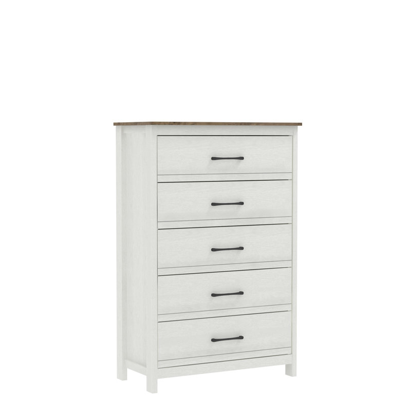  Commode 5 tiroirs (verrouillage), Blanc
