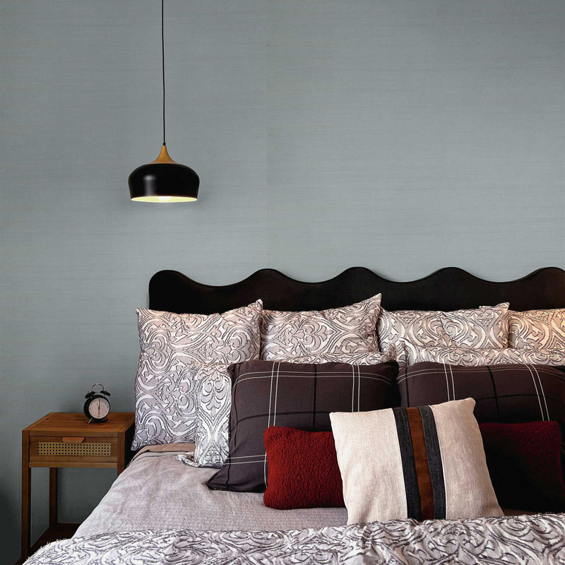 Fine Weave Abaca Authentic Grasscloth Wallpaper, Blue