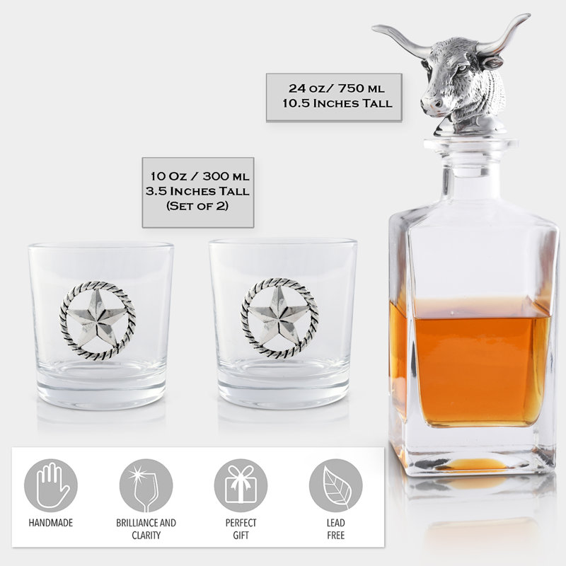 3 - Piece Glass Whiskey Decanter Set