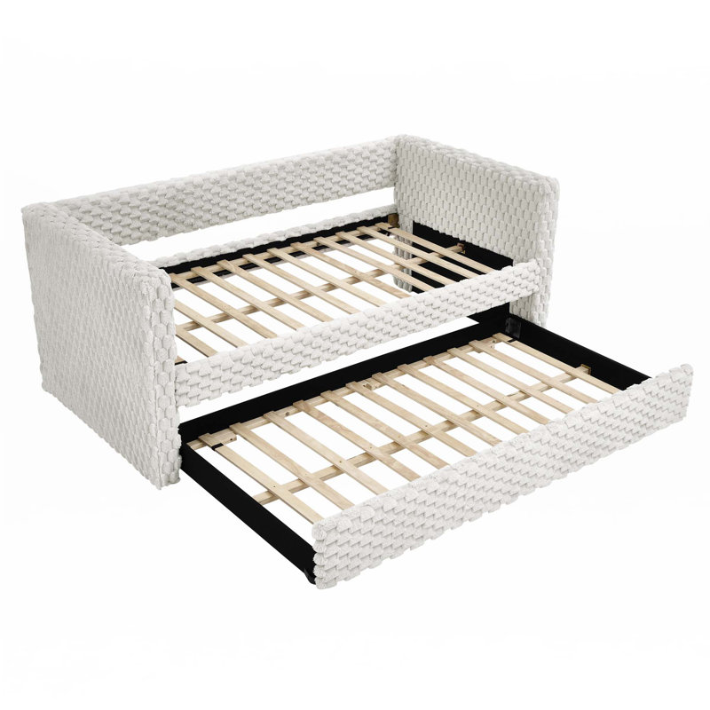 Lit de jour simple, canapé-lit rembourré, le bas se retire pour former un lit, tissu en velours côtelé (86 po x 43,5 po x 34 po)