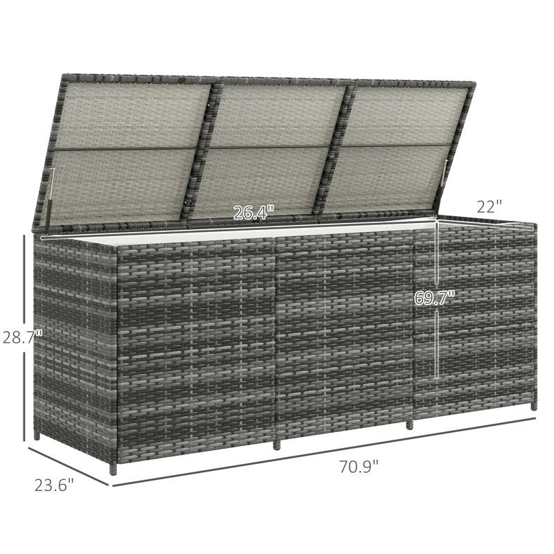 Boîte de rangement extérieure pour terrasse de 175 gallons en PE avec intérieur pour patio