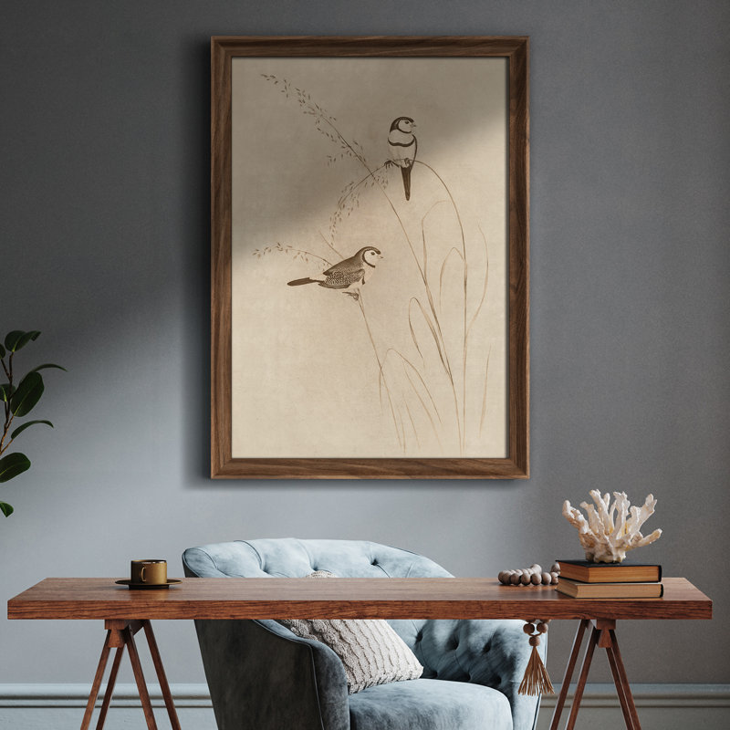 Art mural vintage rétro encadré pour chambre à coucher - 26 po x 36 po brun, Reproduction encadrée sans passe-partout