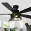 Ventilateur de plafond encastré industriel noir de 52 pouces avec kit d'éclairage et télécommande, moteur CC réversible à 6 vitesses, profil bas