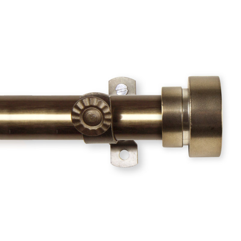Stainless Steel Adjustable Single Curtain Rod, 48" - 84", Antique Brass