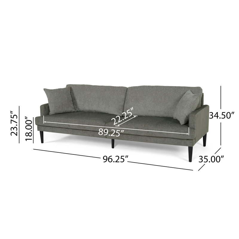 Tucker Upholstered 96.25'' Sofa, Gray Polyester
