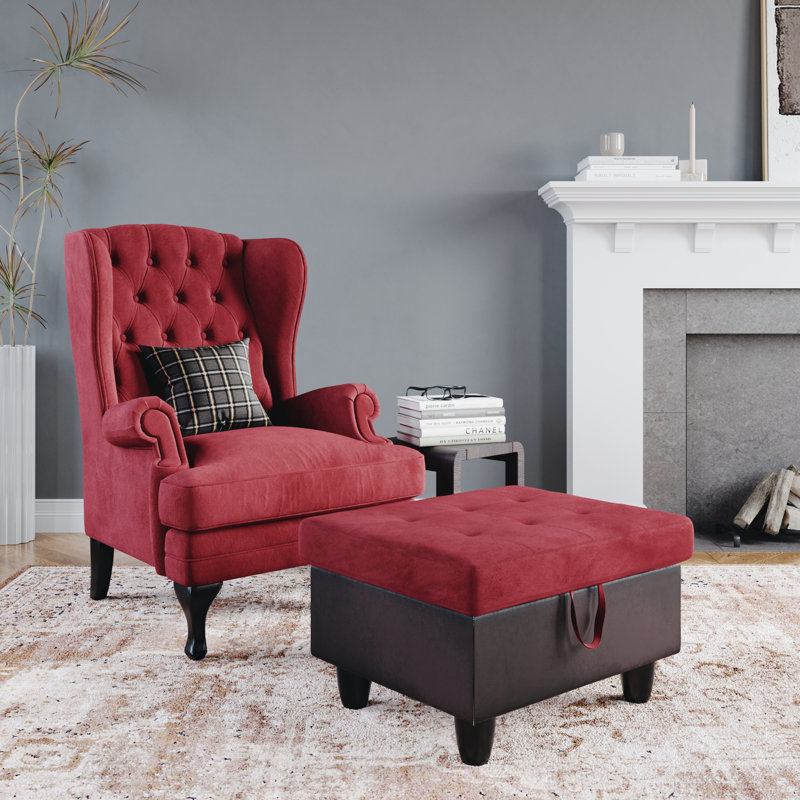 Repose-pieds avec rangement Darryn, Velours brun foncé