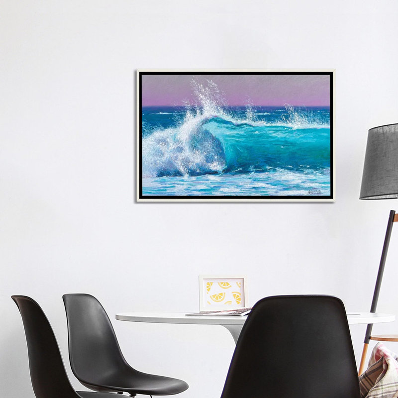 Breath of the Wave - reproduction d'art murale - toile encadrée, 26 po x 40 po, Toile avec cadre, Blanc patiné