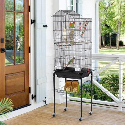 Bird Cage 64 "Play Open Top, Small And Medium Parrot Bird Cage, Removable Rolling Stand Parrot Love Bird, Parakeet Parrot, Pet Flying Bird Cage