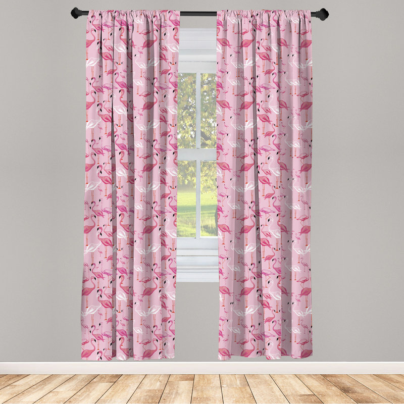 Flamingo Semi-Sheer Rod Pocket Curtain Panels, 28" x 63"