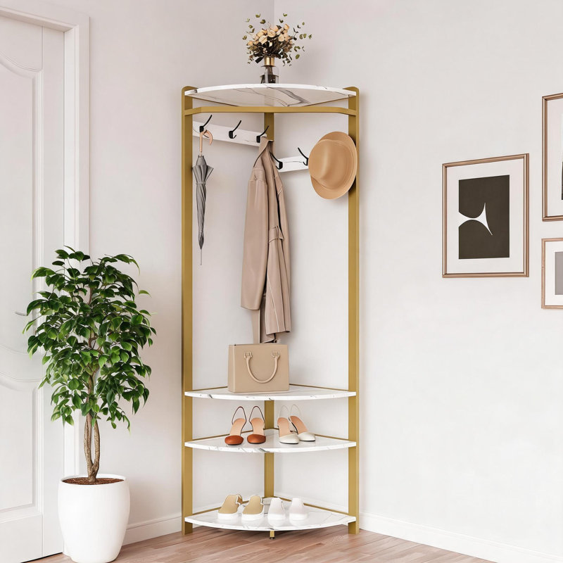 Portemanteau avec banc de rangement, portemanteau d'entrée avec tablette, portemanteau d'angle avec 6 crochets doubles, porte-manteaux en bois pour chapeaux et chaussures