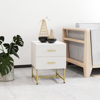Nightstands Set of 2 Bedside Tables with Drawers for Bedroom White