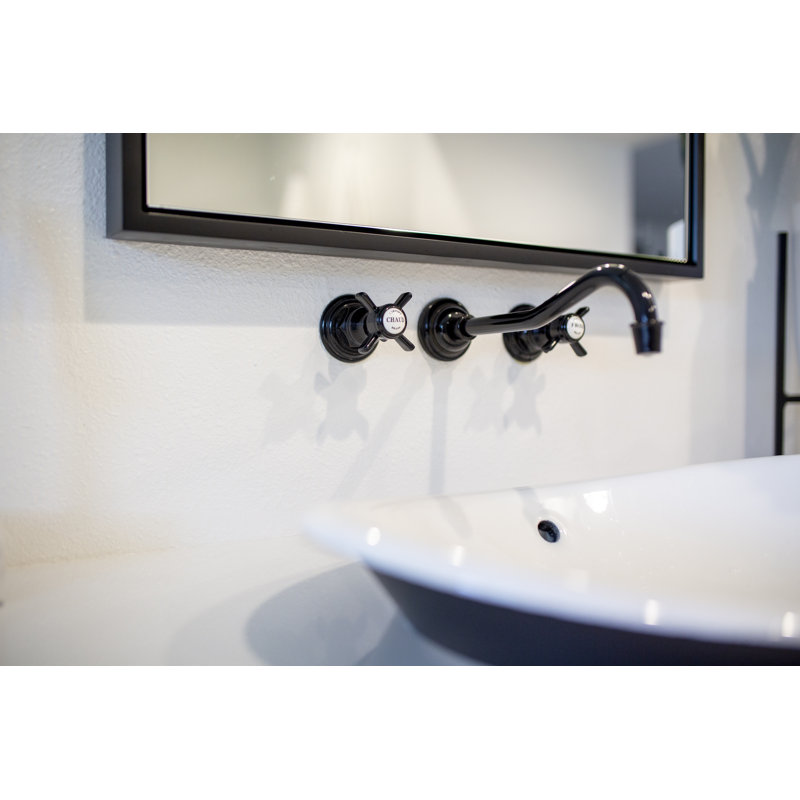 Fairfield Wall Mount Bathroom Faucet, Flat Black