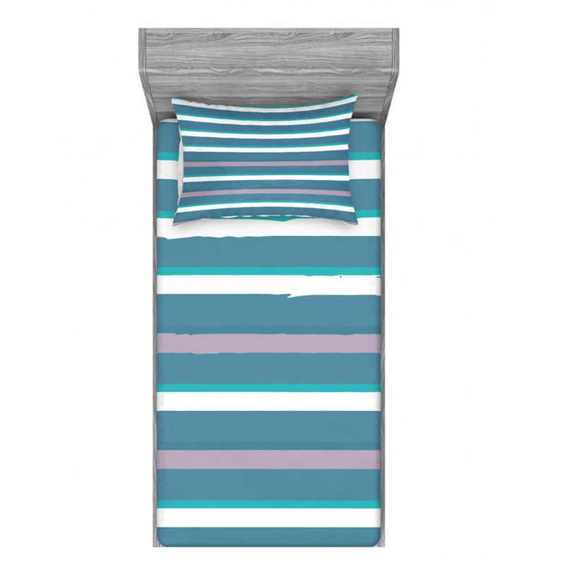 Microfiber Striped Sheet Set, Twin XL, Striped 5