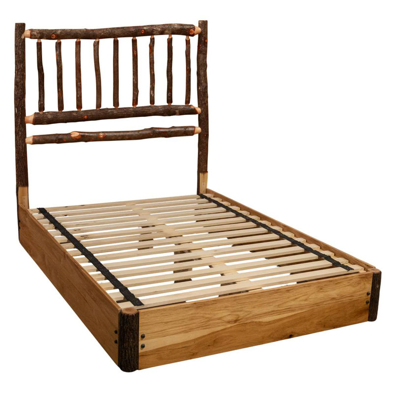 Lit plateforme Fireside Lodge Hickory, Érable rustique, Lit simple