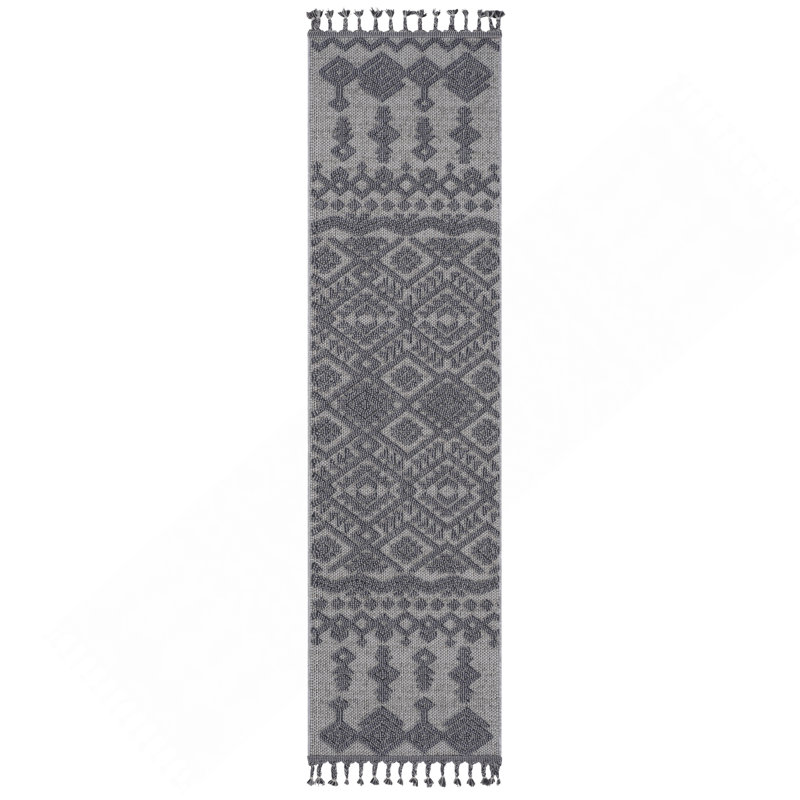 2X8 White / Gray / Traditional Indoor / Outdoor Runner Rug, Runner 2'2" x 8'