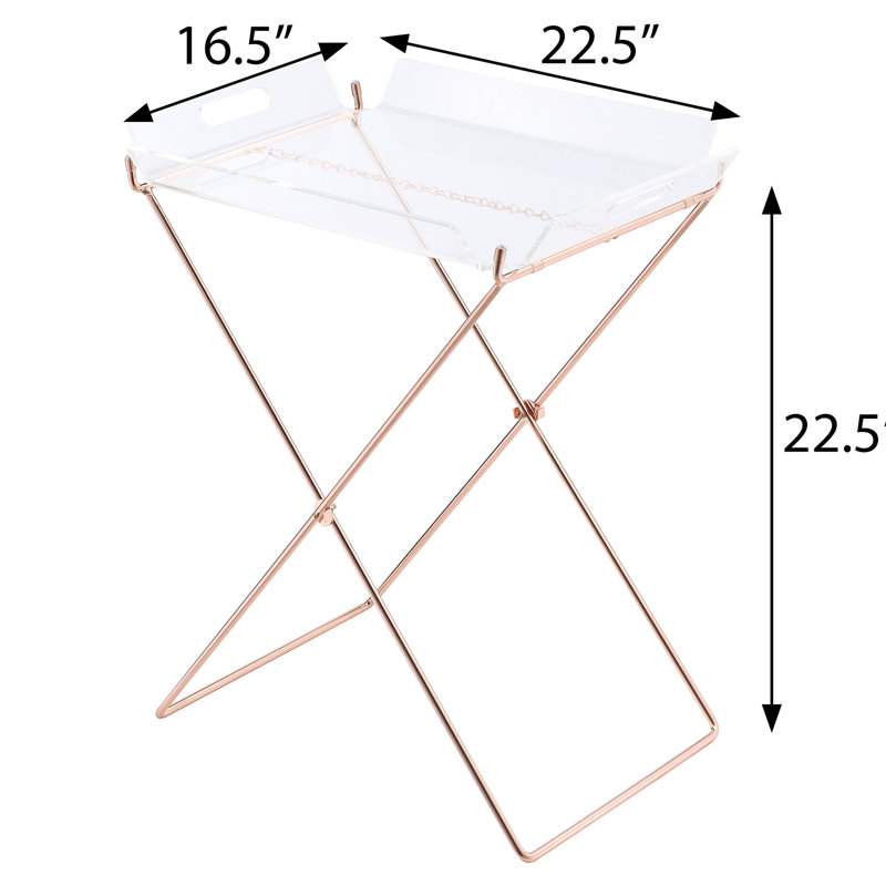 Table-plateau transparente et cuivre avec plateau en acrylique amovible pour les espaces de vie