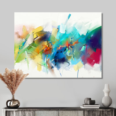 Abstract Canvas Wall Art, Turquoise Modern Painting Print - Turquoise Storey with Touches