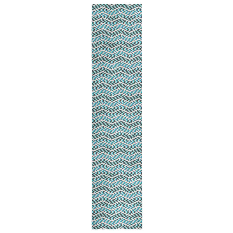 Chemin de table à chevrons ondulés Stephenie, 16 po x 90 po, Bleu sarcelle