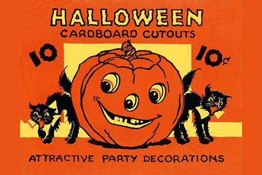 « halloween en carton découpé », affiche rétro, H 28 po x l 42 po x P 1,5 po
