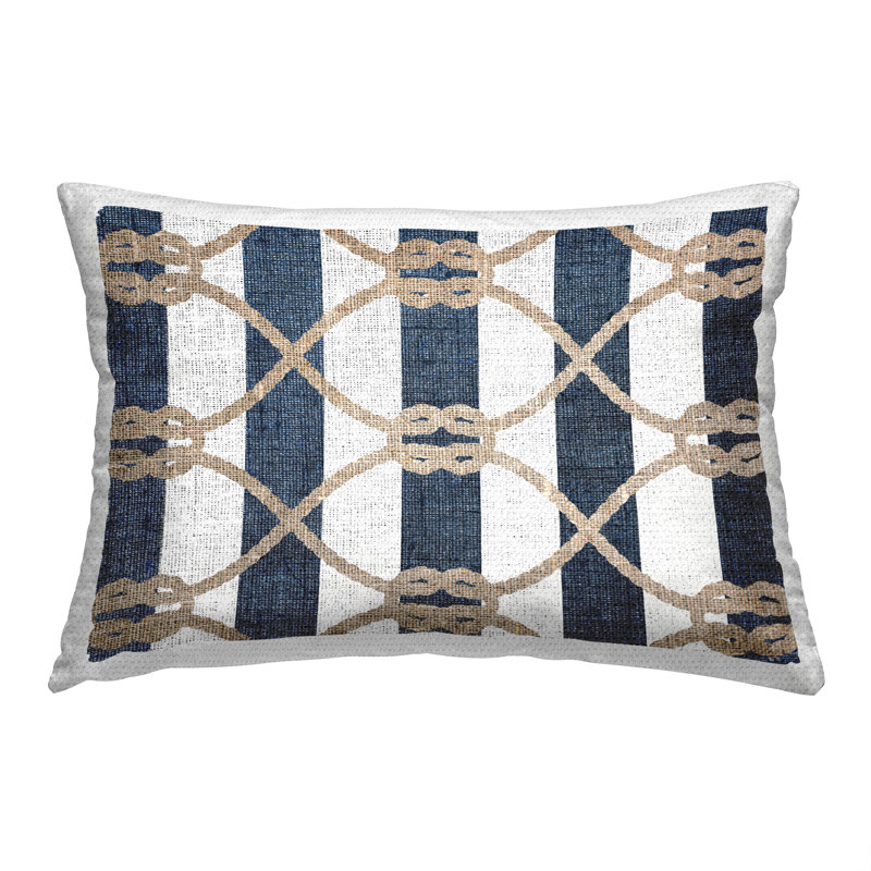 Striped Outdoor Throw Pillow, Brown