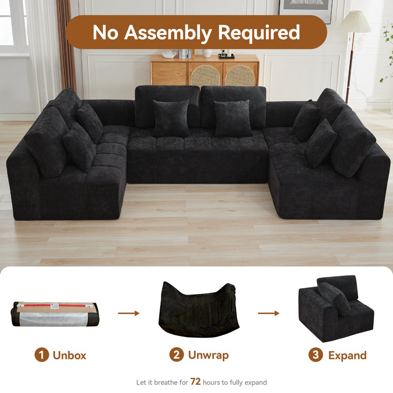 Canapé modulaire surdimensionné en forme de U de 137,9 po, canapé de nuage modulaire compressé avec mousse à mémoire de forme, aucun assemblage requis