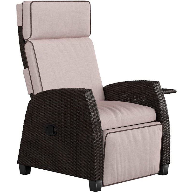 Wicker Outdoor Lounge Chair, Beige