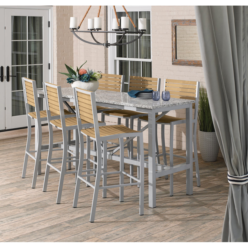 Travira 31.76" Patio Bar Stool, Tekwood Natural