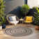 Round Boho Jute-Look Beige Black Area Rug