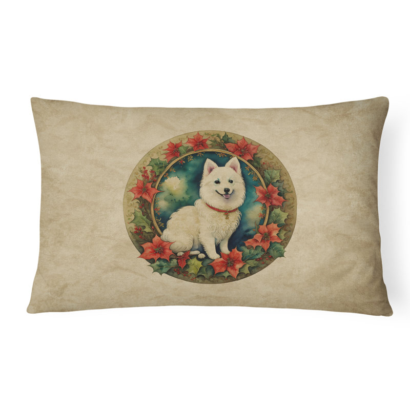 Coussin Christmas, 12 po x 16 po, Rectangulaire, Samoyède